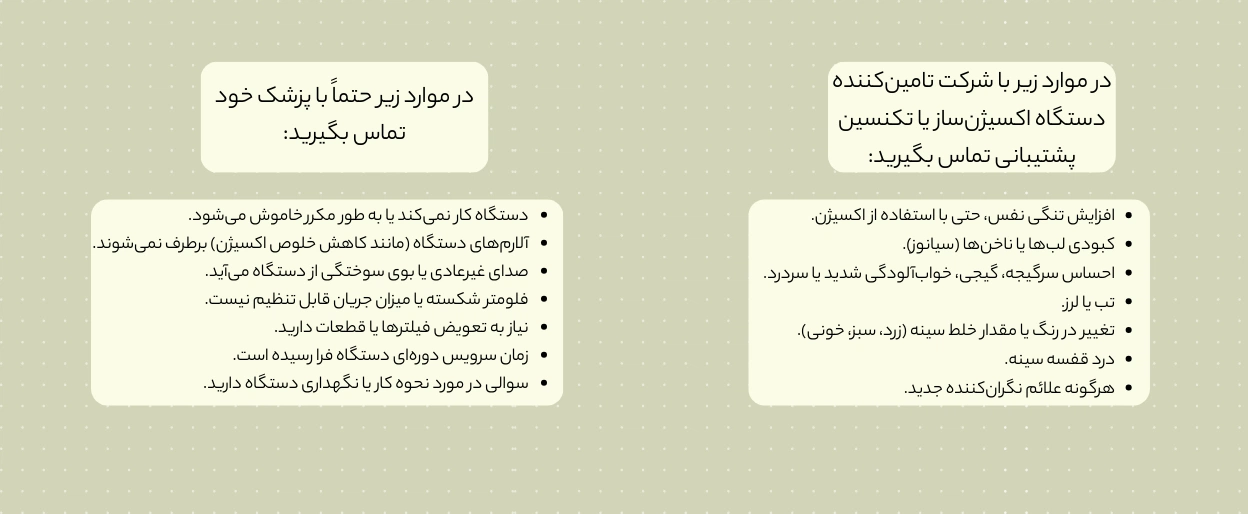 چه زمانی با پزشک یا شرکت پشتیبان تماس بگیرید؟